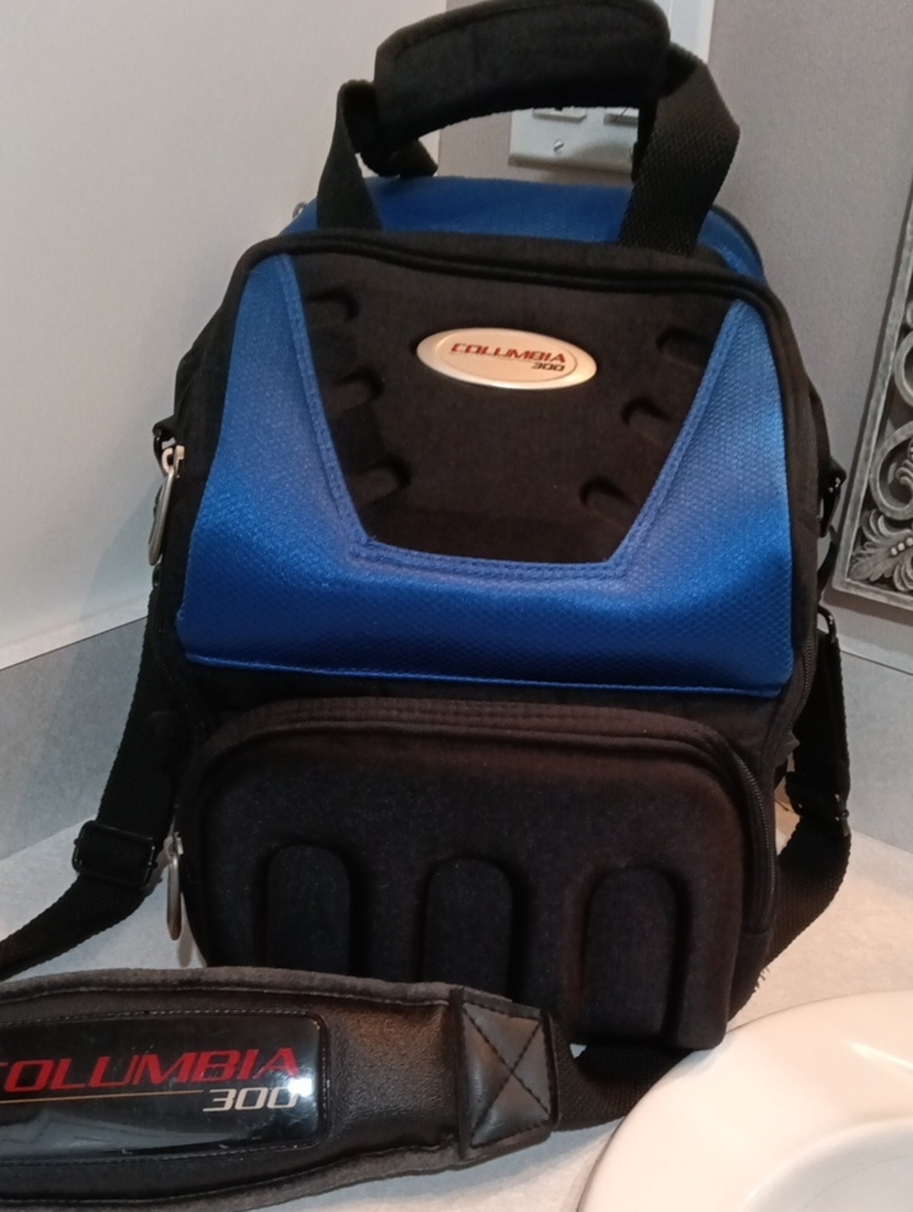 Columbia Blue and Black Men's Messenger Camera Bag